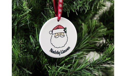 Nadolig Llawen Ceramic Christmas Decoration - Santa